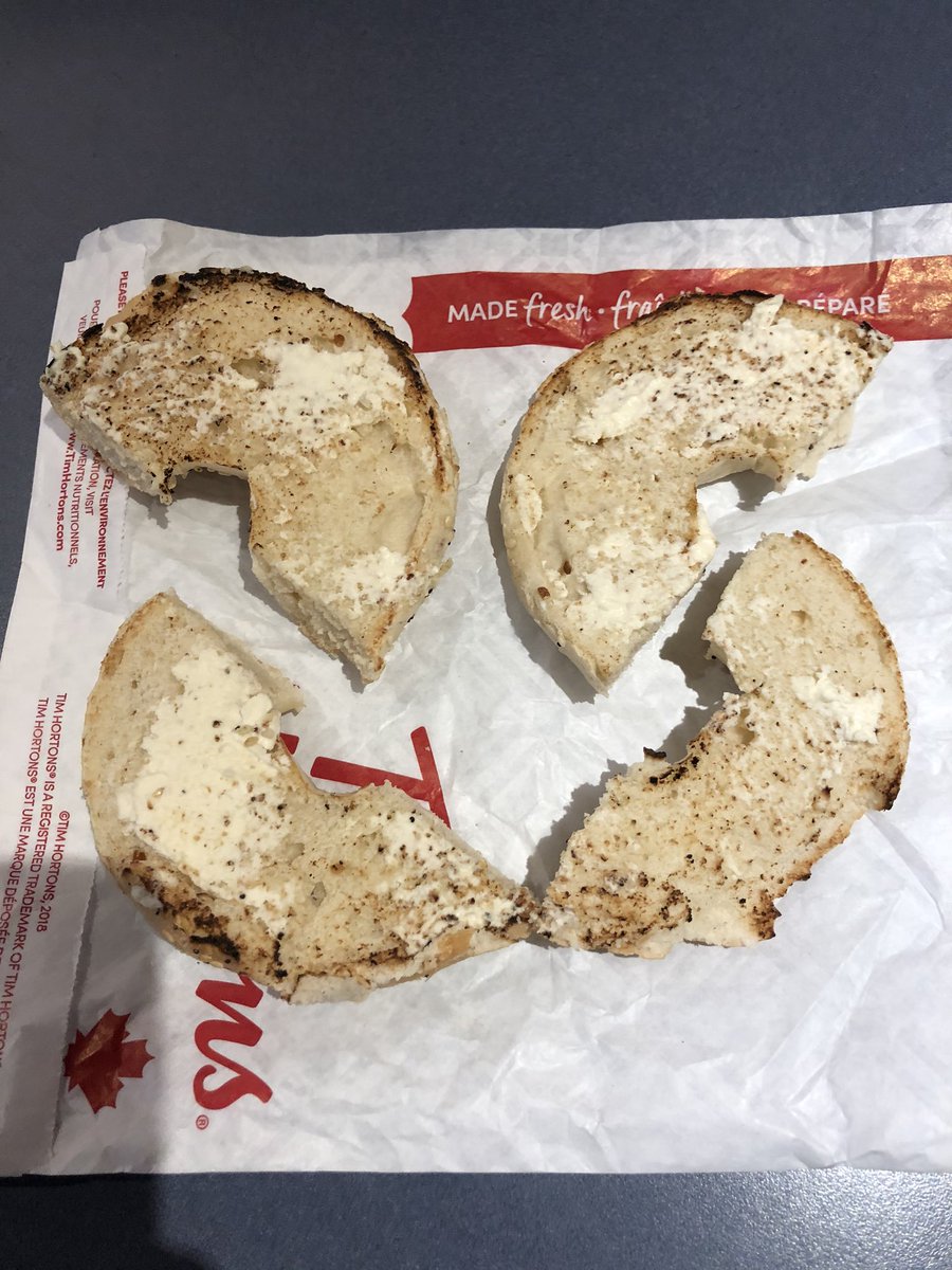 mid0389's tweet photo. @TimHortons I ordered a bagel with cream cheese.... brutal https://t.co/7COhSBtQVR