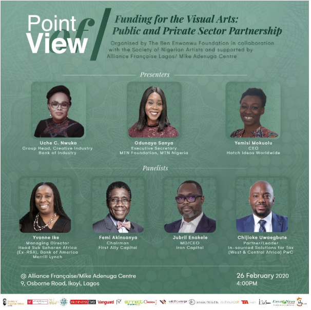 The 5th edition of monthly series of talks ‘Point of View’(POV) organised by Ben Enwonwu Foundation in collaboration with the Society of Nigerian Artists, will take place Feb 26 at Alliance Française/Mike Adenuga Centre, Ikoyi, Lagos.