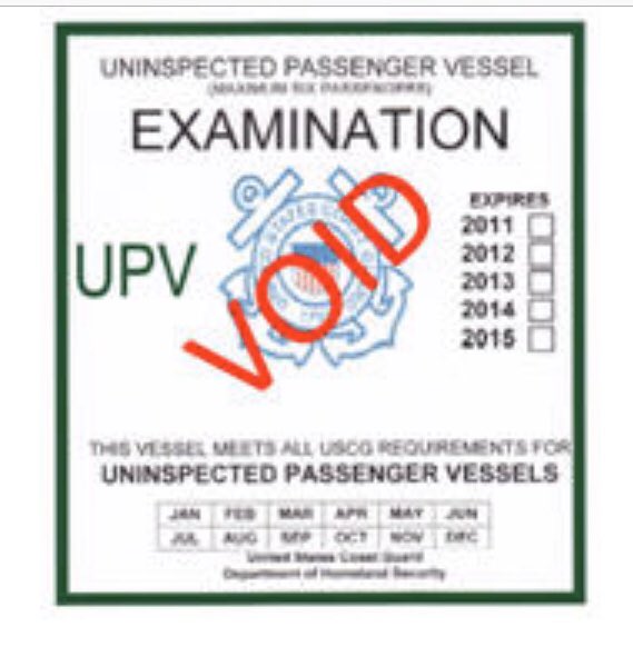 WronowskiMarkC's tweet photo. KNOW BEFORE YOU GO!
Our job is to inspect UPV to make sure the vessel meets all Laws and Regulations. It is your job to choose the one that has the decal. LOOK FOR IT. ASK FOR IT. https://t.co/Qgq0U3ODj0