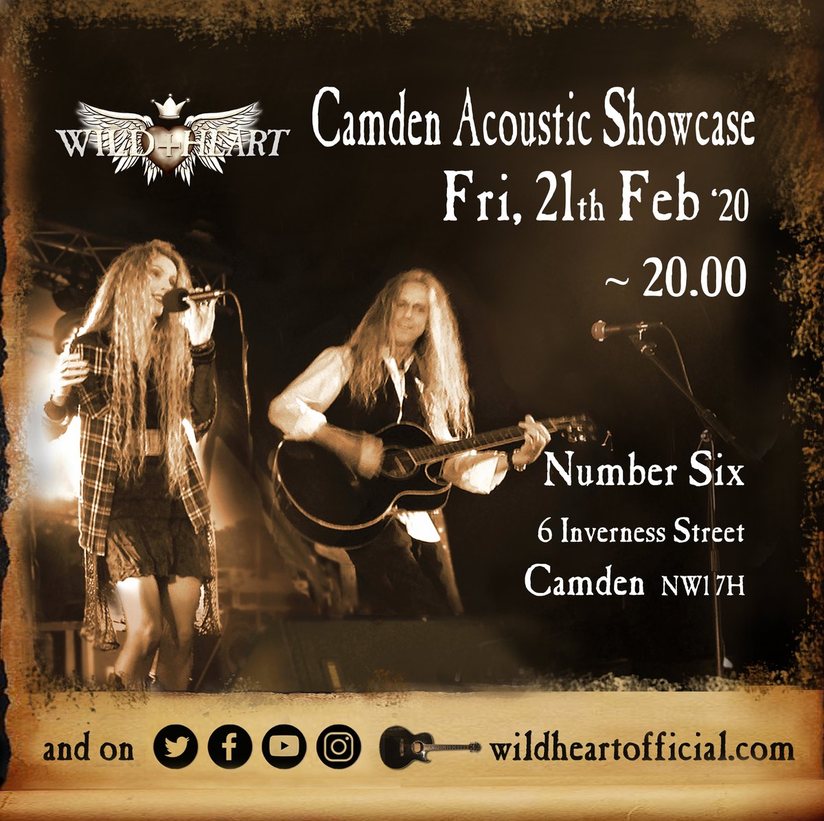 wildheart_duo's tweet photo. #Newsflash Tonight musical surprise!!! :D we #rock, #folkrock #blues #altcountry for CamdenAcousticClub @NumberSixLdn 😀🎶 "... popular event in the heart of #Camden featuring best #acoustic #talent!" #singersongwriters #originalsongs #newhorizons #London #loveCamden #livemusic https://t.co/ZXuv7Uf4lj