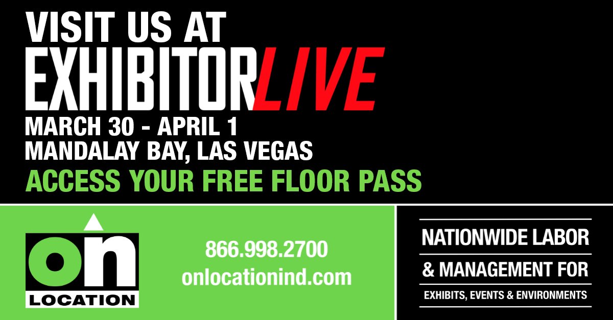 Come see us at ExhibitorLive! This is your opportunity to meet our team, demo our project management app, and discover what it means to partner with On Location for your trade show labor needs.

#onlocation #tradeshowlabor #teamwork 

ExhibitorLive.com/OnLocation