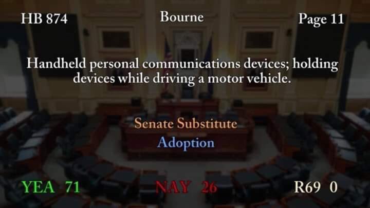 TLcubed's tweet photo. ❤️🙏 The “Hands Free” Bill is on its way to the Governors Desk to sign. Starting January 2021, Virginia will be Hands Free. Thank you to everyone who worked so hard to make this a reality!! ❤️🙏
#DriveSmartVirginia, #3RibbonsFor3Reasons #TextLaterLiveLonger, #StateSenatorBourne https://t.co/W2MRoozBwk