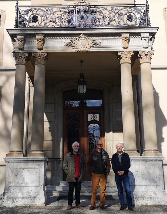 RomeCoin's tweet photo. RACOM's sampling @Muenzkabinett @StadtWinterthur is now complete! Heres (L to R) Matt Ponting @LivAncWorlds
 Kevin Butcher @ClassicsWarwick  with the collection curator Benedikt Zaech #numismatics. https://t.co/uVMQf6d2Qo