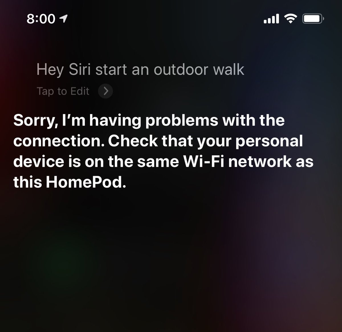 shamusom's tweet photo. Wow #Apple I don’t even own a HomePod. How’d this pass testing? 😂 https://t.co/VCE89ZqGbW