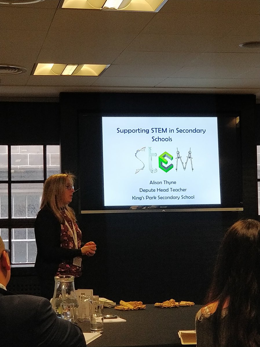 ScotSTEMAmb's tweet photo. Alison from @KingsParkSec explains how #STEMAmbassadors can support secondary school pupils, with the key themes in the curriculum being a good guide for how to frame engagement.
#ScienceConnectsConf https://t.co/N36MjFBE2p