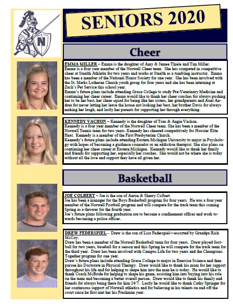 Norwell_AD's tweet image. Come out to The Castle tonight as we honor our Senior Cheerleaders and Boys Basketball personnel.  Recognition will follow the JV game against Jay County - tip at 6:15.