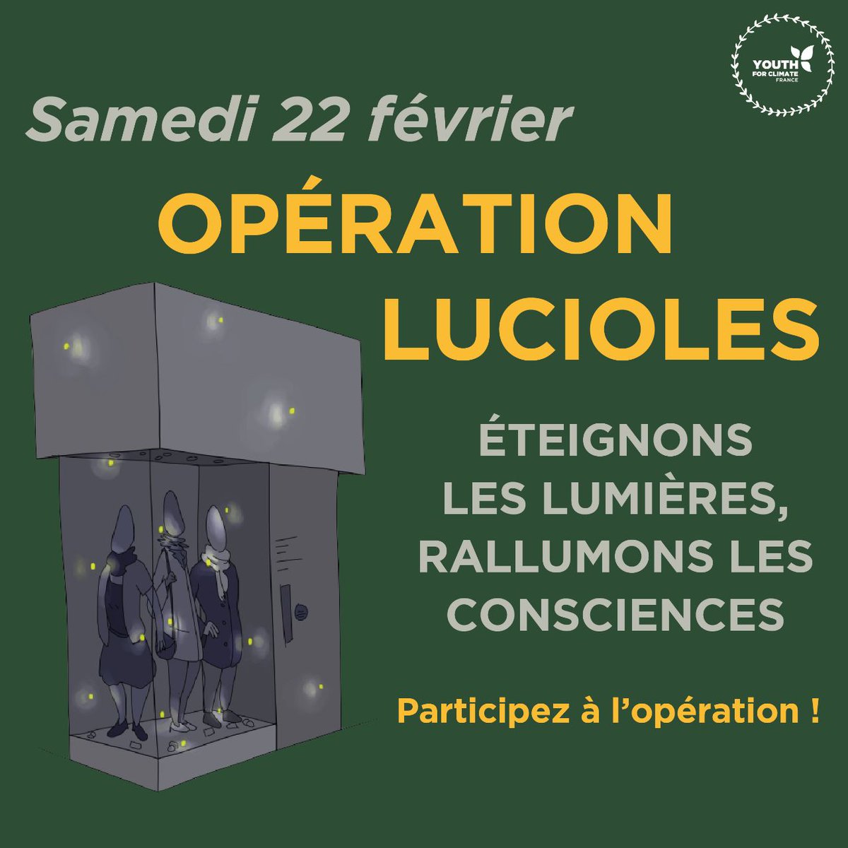 ParisYFC's tweet photo. Eteignons les lumière, rallumons les consciences💫
22/02 OP LUCIOLES NATIONALE#2🌟
RDV 22h sortie 1 métro Havre Caumartin. On ira éteindre le quartier Haussmann puis les Champs!👊
Luttons contre la pollution lumineuse et le gaspillage énergétique
#InactionReaction #OPlucioles https://t.co/4iqE3DaPPU