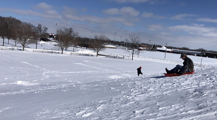 NeenahHSScience's tweet photo. Wondering what the coefficient of kinetic friction is between a sled and the snow?  Just ask a Physics student... gathered data to answer this question. https://t.co/UZpt61Q8IT