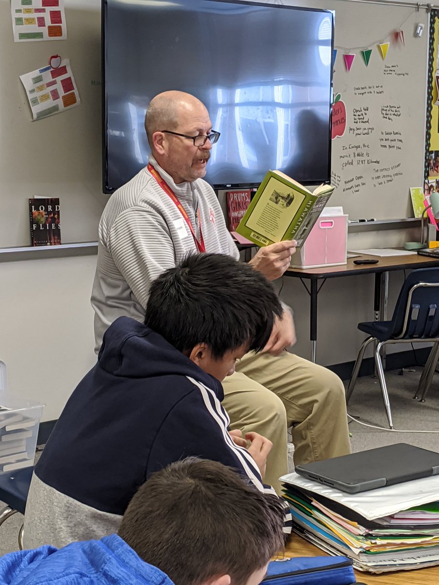 FHMS_GT's tweet photo. Is that @RTMonson reading in our first hour today? His choice of poetry was a great fit for our 8th graders' current unit. Thank you for sharing reading with us today! https://t.co/NOjAQvtqxx
