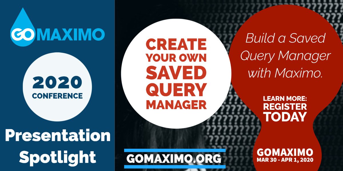 GOMaximo1's tweet photo. #GOMaximo Presentation Spotlight: Create your own Saved Query Manager in #Maximo
With zero downtime and using #Maximo, build a Saved Query Manager.
March 30-April 1, 2020 www. https://t.co/jmO9pxe5jx
#IBMMaximo #GasAndOil #Energy #HSE #HSEConference https://t.co/7Rr7sxsXRU
