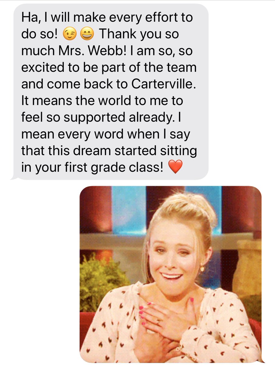 KinderKelly5's tweet photo. I’m crossing over into a new realm where I will be teaching with one of my former students in the upcoming year. It should make me feel old I suppose, but instead it gives me all•the•feels! I hope our young teachers help keep me young at heart! #Carterville5 #TriCKDI https://t.co/gIvX26oaX3