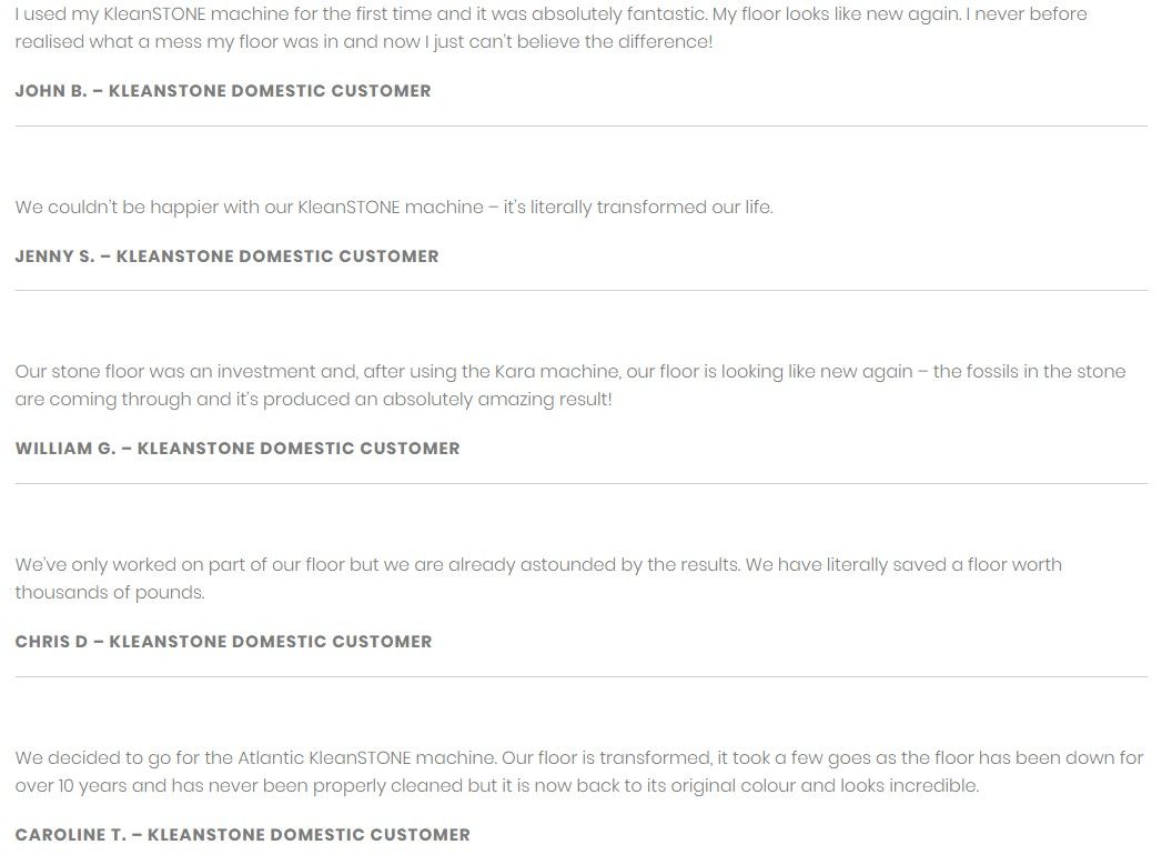 KleanStone's tweet photo. We have a range of machines available to satisfy your cleaning needs. But, don't take our word for it-  check out our customer testimonials and decide for yourself! 
Available at https://t.co/yc9FdEGWrD 
#KleanSTONE #StoneFloorCleaning #FloorScrubbingMachine #StoneFloor https://t.co/D1PgrtRwwU