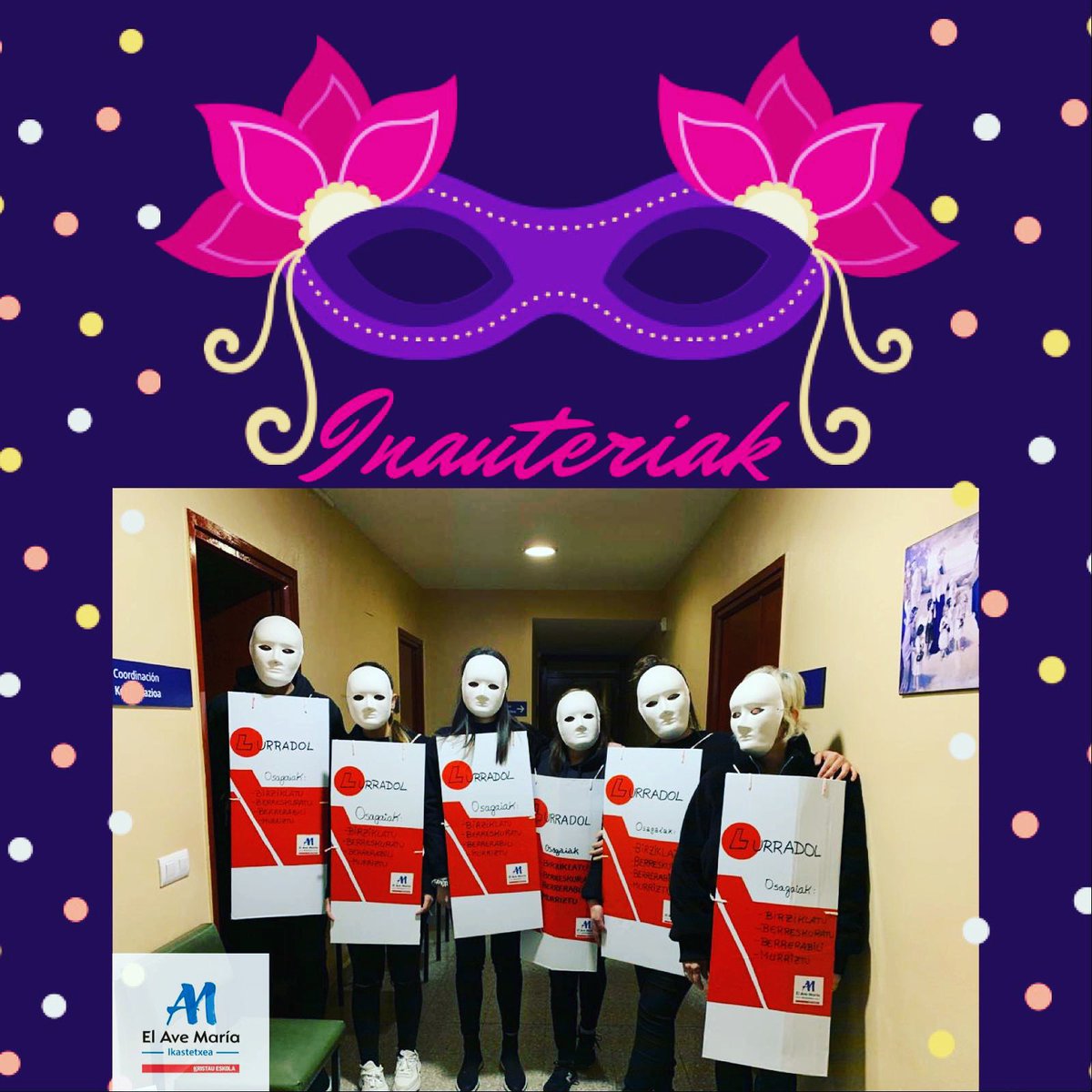 Avemariabilbao's tweet photo. Lurradol taldea!!!! 💉 #birziklatu #berreskuratu #berrerabili #murriztu #inauteriak #carnaval2020 #maisuandereñoak https://t.co/GX9pNhx9YF