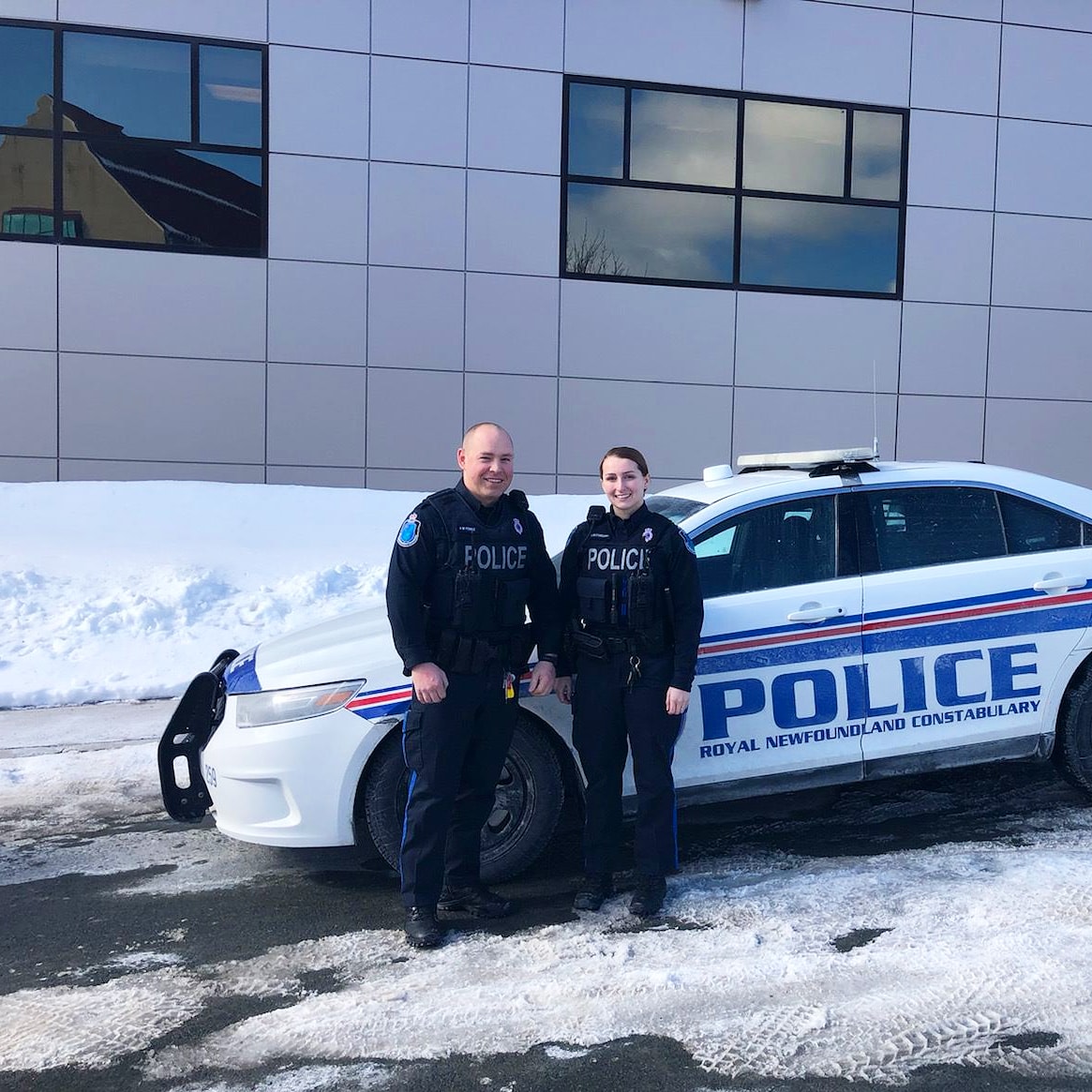 RNC_PoliceNL's tweet photo. For this Friday's #MeetTheTeam we have two of the RNC's newest officers who recently completed the coach officer training program and have begun to work on their own! Congratulations Cst. Peddle and Cst. Etchegary and best of luck. #yourRNC https://t.co/gdnp3NUG9t