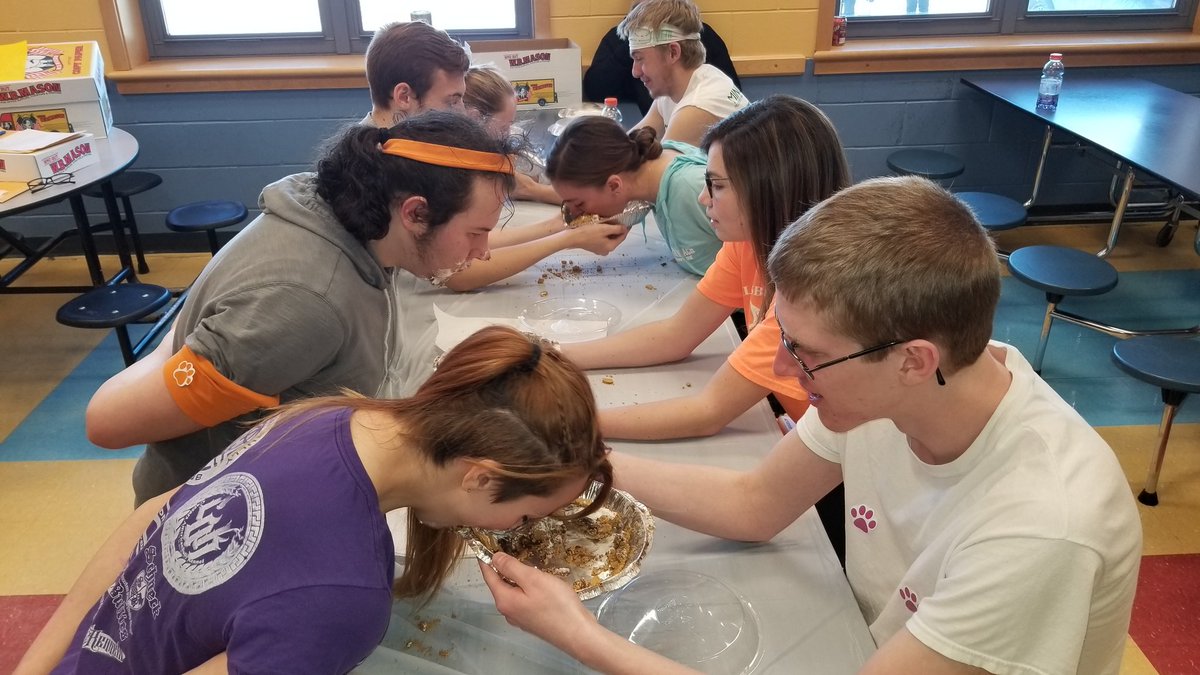 MBelisle's tweet photo. Pie eating getting serious.  No messing around here. #wintercarnival #hdhspride https://t.co/coZJsndUgf