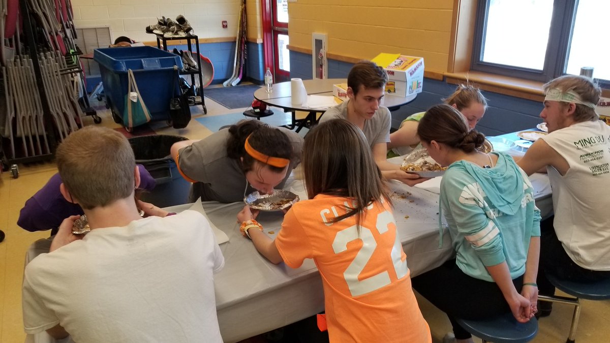 MBelisle's tweet photo. Pie eating getting serious.  No messing around here. #wintercarnival #hdhspride https://t.co/coZJsndUgf