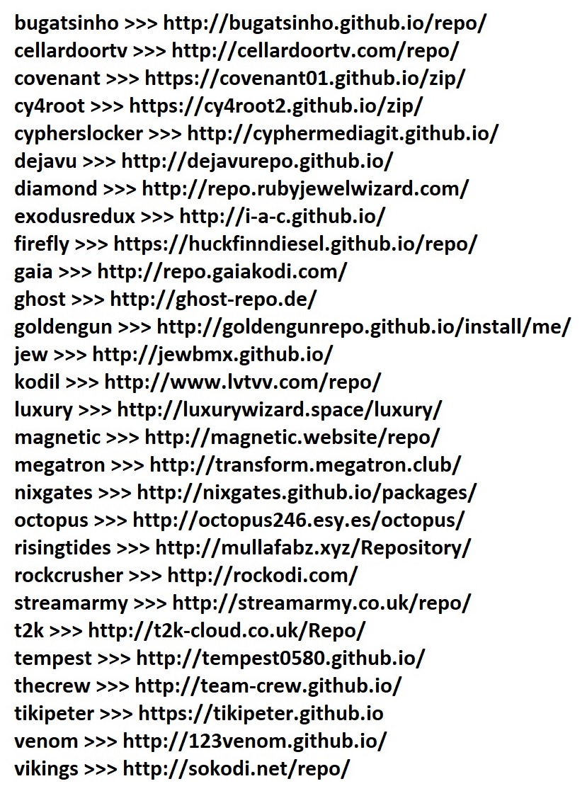 megatrontv's tweet photo. Here is an updated list of repo/addon sources https://t.co/fBtNRFqrwA