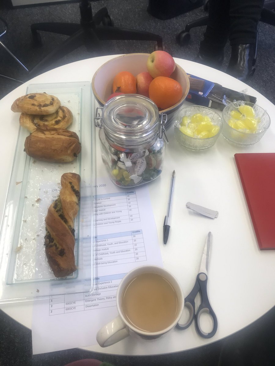 CovUniCYS's tweet photo. Had a wonderful morning reflecting on our course today - with students, external examiners and the staff team. Conversations continue this afternoon. #reflectingonpractice #sugarrush #treats @tanzania8 @DrMikeWhelan @KCarrFanning https://t.co/xh1ZIqPEHI
