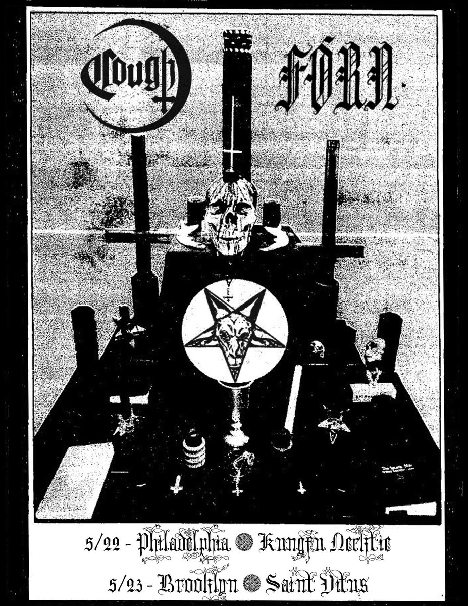 Performing with #COUGH:

-Friday 05/22 in Philadelphia <a href="/kungfunecktie/">Kung Fu Necktie</a> 
-Saturday 05/23 in New York City <a href="/saintvitusbar/">Saint Vitus</a> 

Tickets for both shows are available now. #FÓRN
