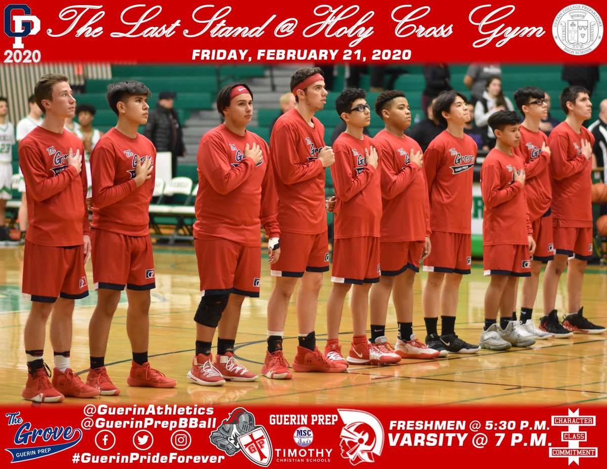 GuerinAthletics's tweet photo. Make your plans to be there for the historic final home game vs Timothy Christian. The opening game is at 5:30 with the varsity starting at 7 p.m. Reminisce and support the guys on the home floor one more time. #CharacterClassCommitment #Crusaders #Family #GuerinPrideForever https://t.co/niYlqOm2ge