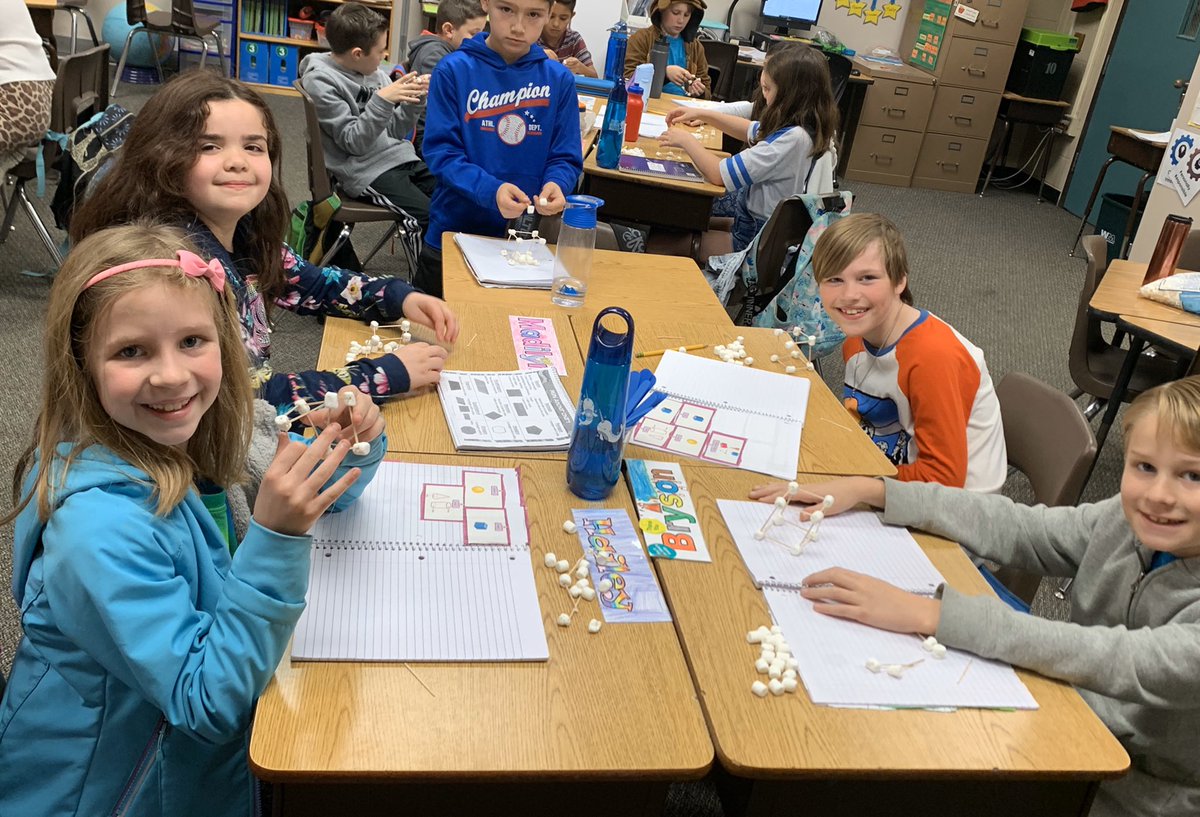 Creating polygons and 3D shapes using toothpicks and marshmallows. <a href="/HumbleISD_HHE/">Hidden Hollow Elementary</a> #CriticalThinking #handsonlearning