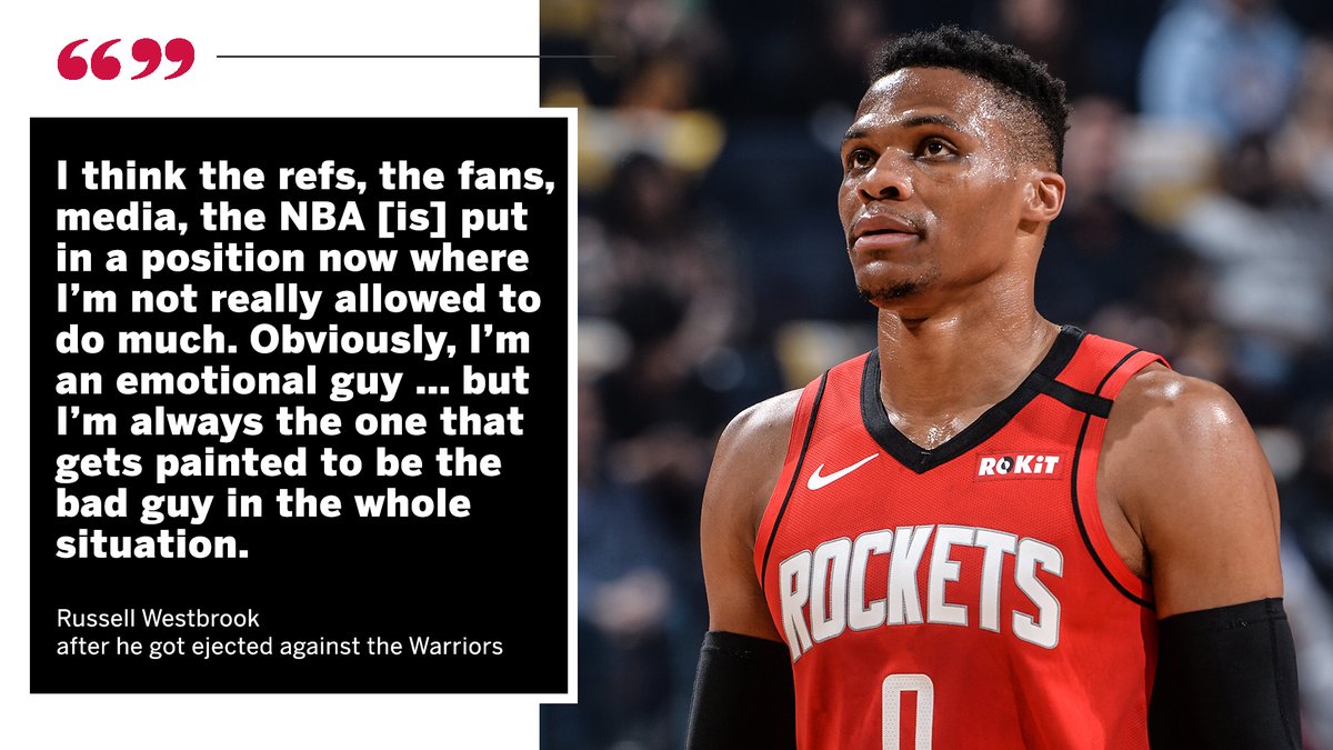 SportsCenter's tweet photo. After getting ejected against the Warriors last night, Russ said he is always seen as the bad guy. https://t.co/hOLhv9zzDe