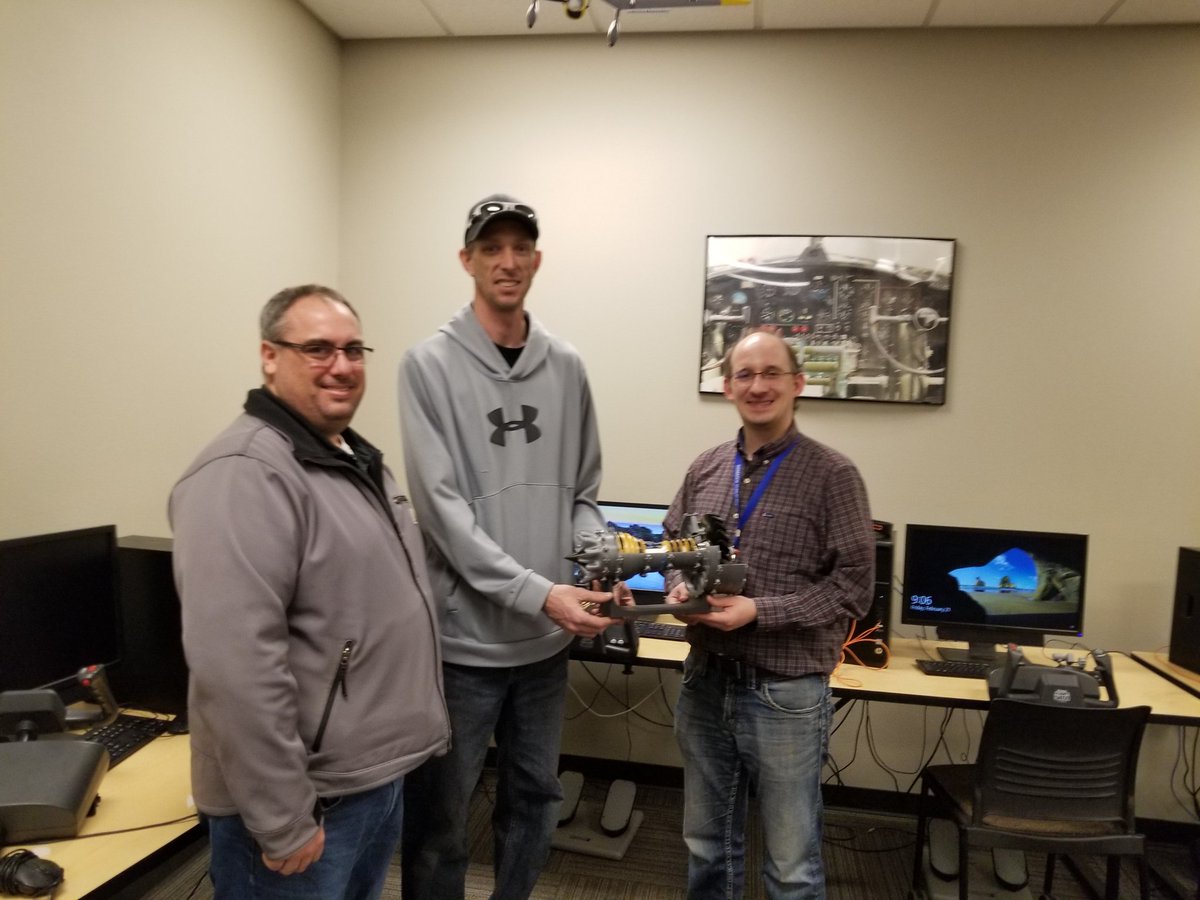 daleh53's tweet photo. Thank you to Mr. Larimer for the donation of 3D printed Jet Engine to the Career Academy also pictured Mr. McHugh and Mr. Stangeland #learnbps #nd_cte https://t.co/bUCMAFgUh4