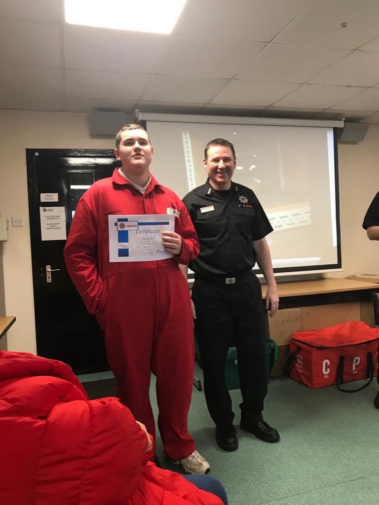 Dumbarton_Acad's tweet photo. Thank you to @DumbartonFire1 for putting our boys through their paces. Well done boys for completing the #SFRS #Firereach programme. https://t.co/kSyXbPEwTa