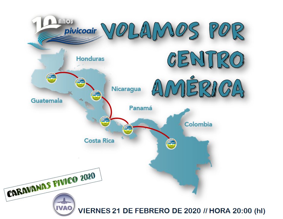 PIVICO_AC's tweet photo. AMIGOS PILOTOS , les invitamos esta noche en le red IVAO a volar en grupo desde Colombia hacia Centroamérica. https://t.co/9hajapm4FG