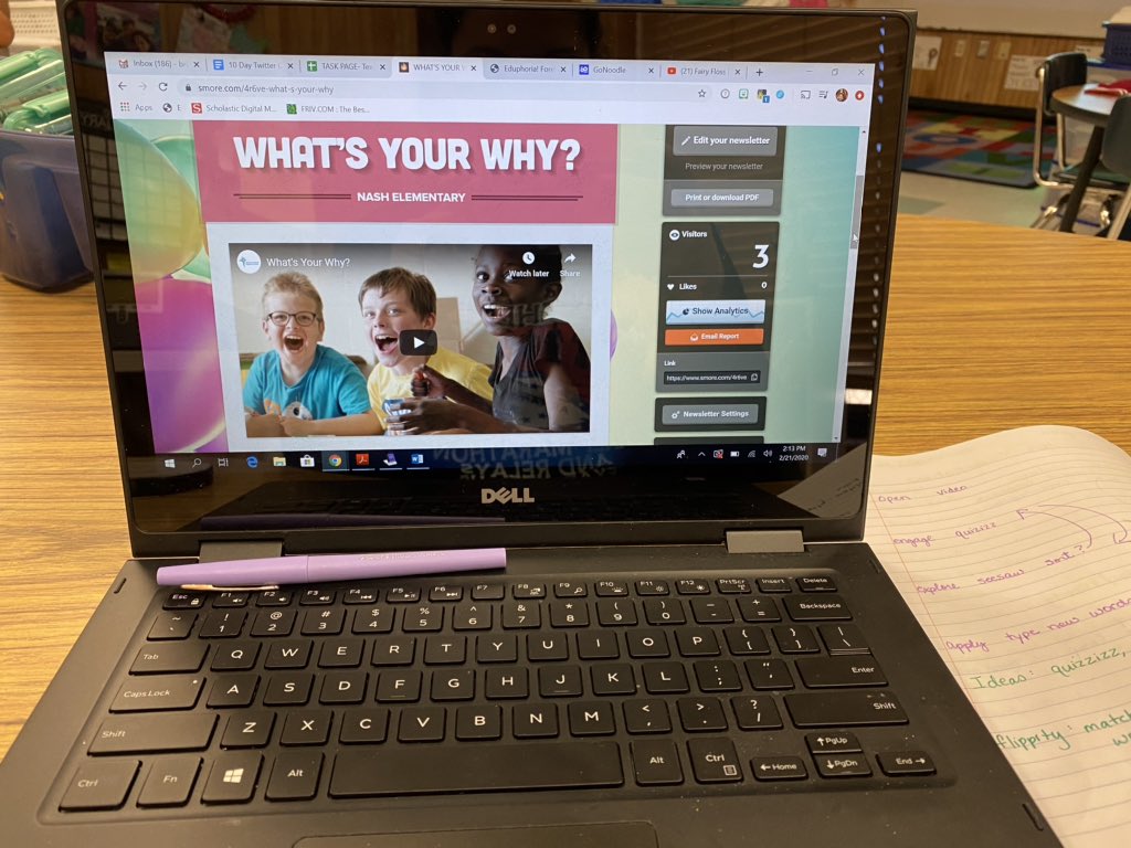 Sharing my learning space today for the #tisdtechtalk challenge. My laptop, purple felt pen, and my notebook full of crazy ideas are all I need to make some magic happen. Working on sharing our why campaign with staff members using smore.