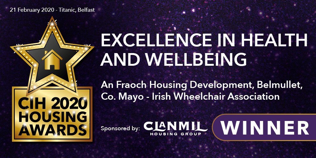 Excellence in health and wellbeing goes to An Fraoch Housing Development #CIHawards20 🎉