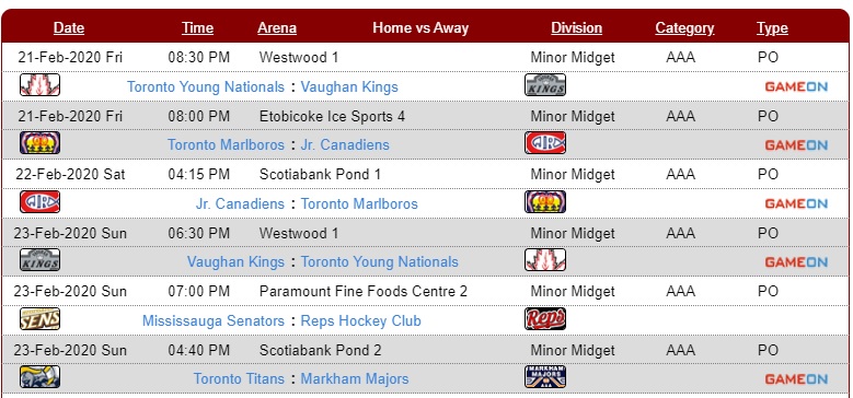 So both the 2nd round and Wild Card action are posted on the GTHL website.  Thanks for all the messages pointing this out to me!! Headed to the VK game tonight and the Sens on Sunday!  See you there and enjoy all this great hockey!! #2020OHLDraft