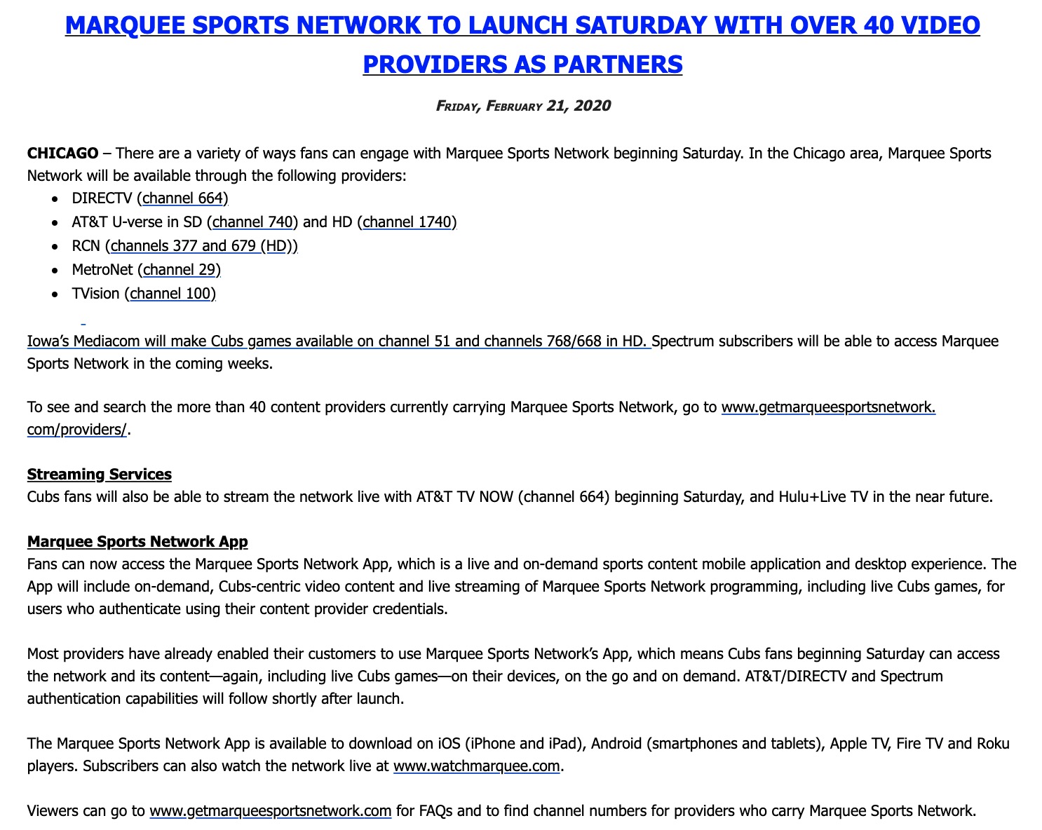 Bleacher Nation on X: More Cubs/Marquee launch deets, including