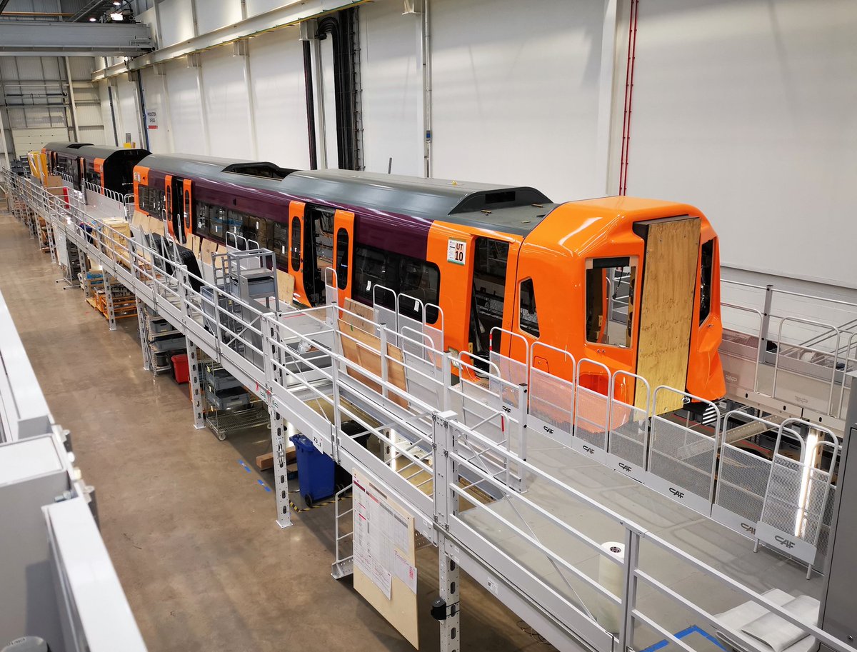 A big win from @WMRailExecutive involvement in specification of #WestMidlandsTrains rail franchise was making case for a minimum 25% increase in @WestMidRailway train capacity
Great to see some of the first of these new trains now under construction at @CAFRailUK Newport factory