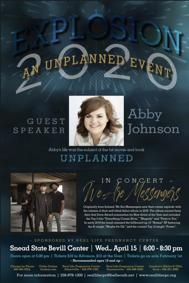 NEAL FCA is honored to partner with Mrs Sharon and the Crisis Pregnancy Center in promoting EXPLOSION with Abby Johnson. “I promise you that anyone who listens to Abby will never be the same. You won’t regret attending this powerful evening.” Ken / Multi-Area Director, NE AL FCA