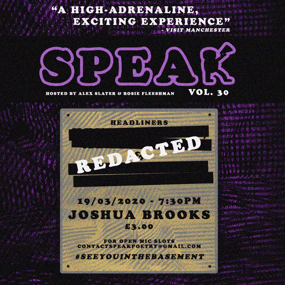 🔥We’re back🔥

With a new look, a new venue and an event that’s going to make your eyes water, details to follow.

<a href="/JoshuaBrooksMCR/">Joshua Brooks</a> 

19th March 

7:30pm

Tickets: tinyurl.com/t94uabh