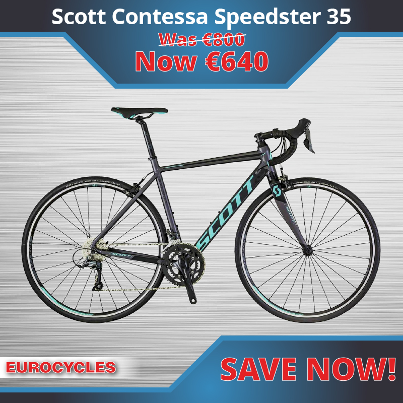 A fast little one for the ladies. Don't miss out on this great deal. Scott Contessa Speedster 35 ladies road bike on special offer ready to be collected in our Airside store. Save €160!

eurocycles.com/scott-contessa…

#fridaydeal