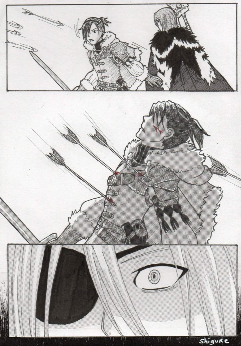 ShigureCosplay's tweet photo. I finished it!! It's my first time doing a comic strip and using screen tones 😭 I'm really happy with the result, I hope you'll like it too ☺️
So it's for [#2020Dimilixweek] day 2, 5 &amp; 6 "Tears"/"blood"/"sacrifice"! https://t.co/cE2aZMs731