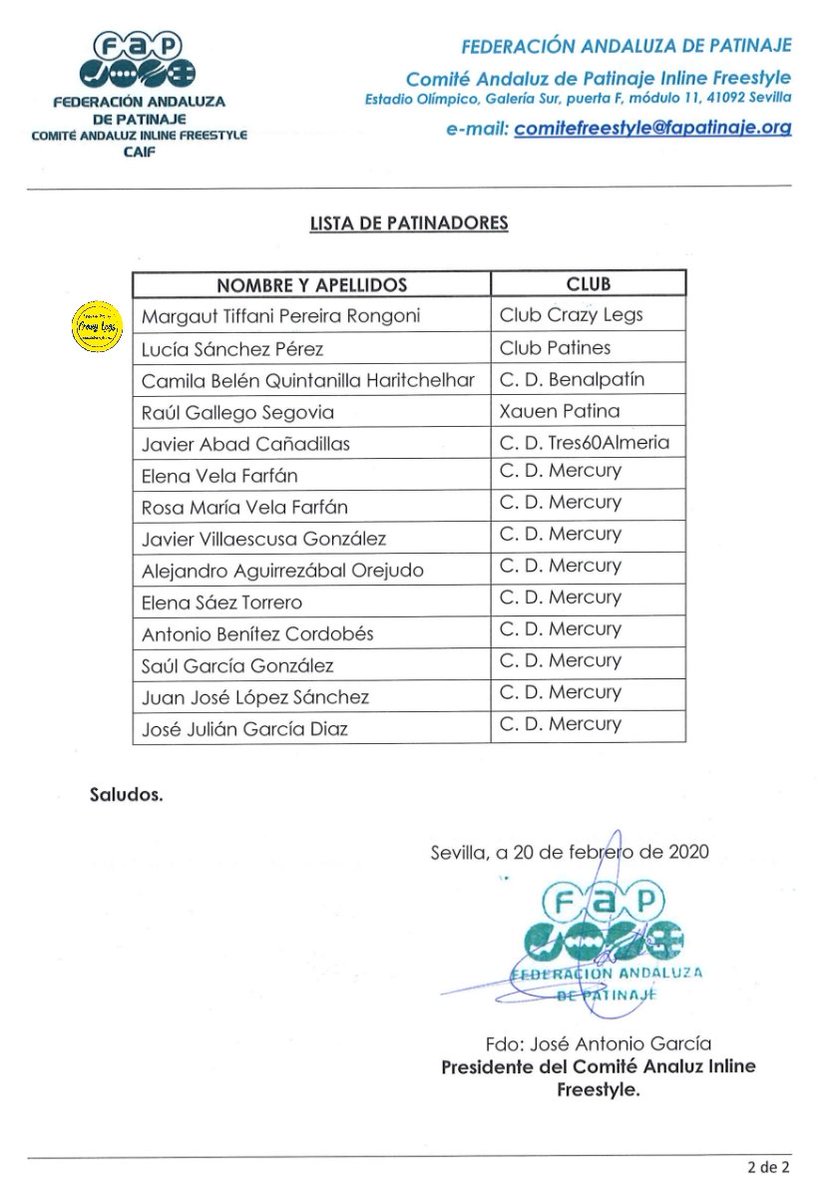 ClubCrazyLegs's tweet photo. Listado de convocados para la Selección Andaluza de #InlineFreestyle, donde tenemos representante 💪💙💛.
Enhorabuena a todos los deportistas, y en especial a Margaut!
@PDMBenalmadena @fapfreestyle @BenalmadenaAyto #patinaje #patinar #patines #deporte https://t.co/urUkW8KsE5
