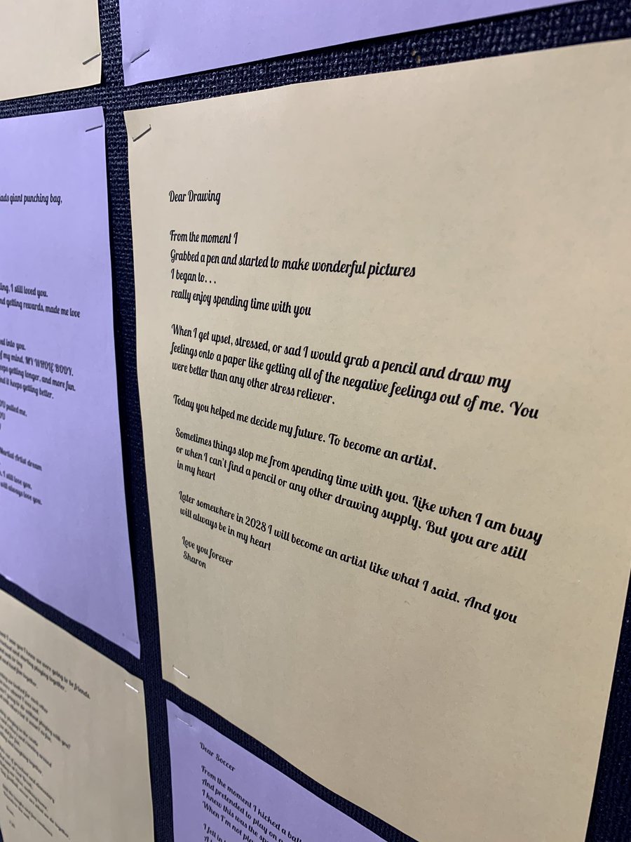 MrsPollari_EBMS's tweet photo. Dear (passion) poems in memory of the legendary Kobe Bryant. Our students took the time to watch the Oscar winning short film “Dear Basketball,” and read the transcript of his poem. After, our students wrote their own “passion poems” which came out beautifully!!! @EastBrookMS https://t.co/hpWa2B3LK0