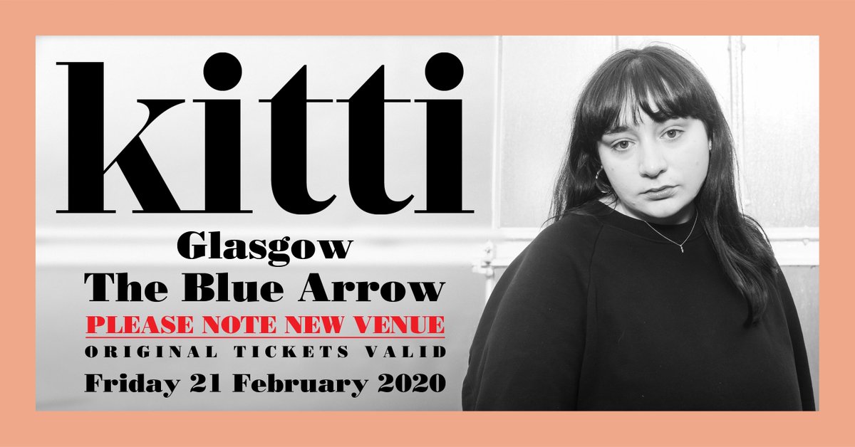 Gigs in Scotland (@gigsinscotland) on Twitter photo IMPORTANT INFORMATION » Due to a flood at <a href="/PoetryGlasgow/">The Poetry Club</a>, tonight’s show with @hiitskitti has been moved to <a href="/BlueArrowJazz/">The Blue Arrow Jazz Club</a> on Sauchiehall St.
Original tickets remain valid and some addition tickets available on the door. IMPORTANT INFORMATION » Due to a flood at <a href="/PoetryGlasgow/">The Poetry Club</a>, tonight’s show with @hiitskitti has been moved to <a href="/BlueArrowJazz/">The Blue Arrow Jazz Club</a> on Sauchiehall St.
Original tickets remain valid and some addition tickets available on the door.