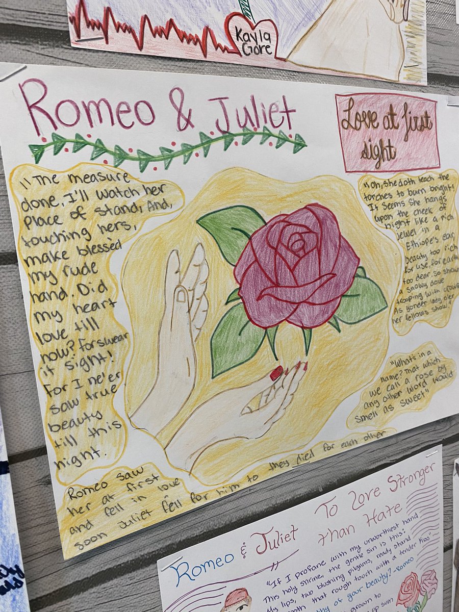 jenniferpenegar's tweet photo. My Ss never cease to amaze me! Romeo and Juliet One Pager for making connections! #nmbms #onepagers @Lindsey_EdWrite https://t.co/CyTFkxCX73
