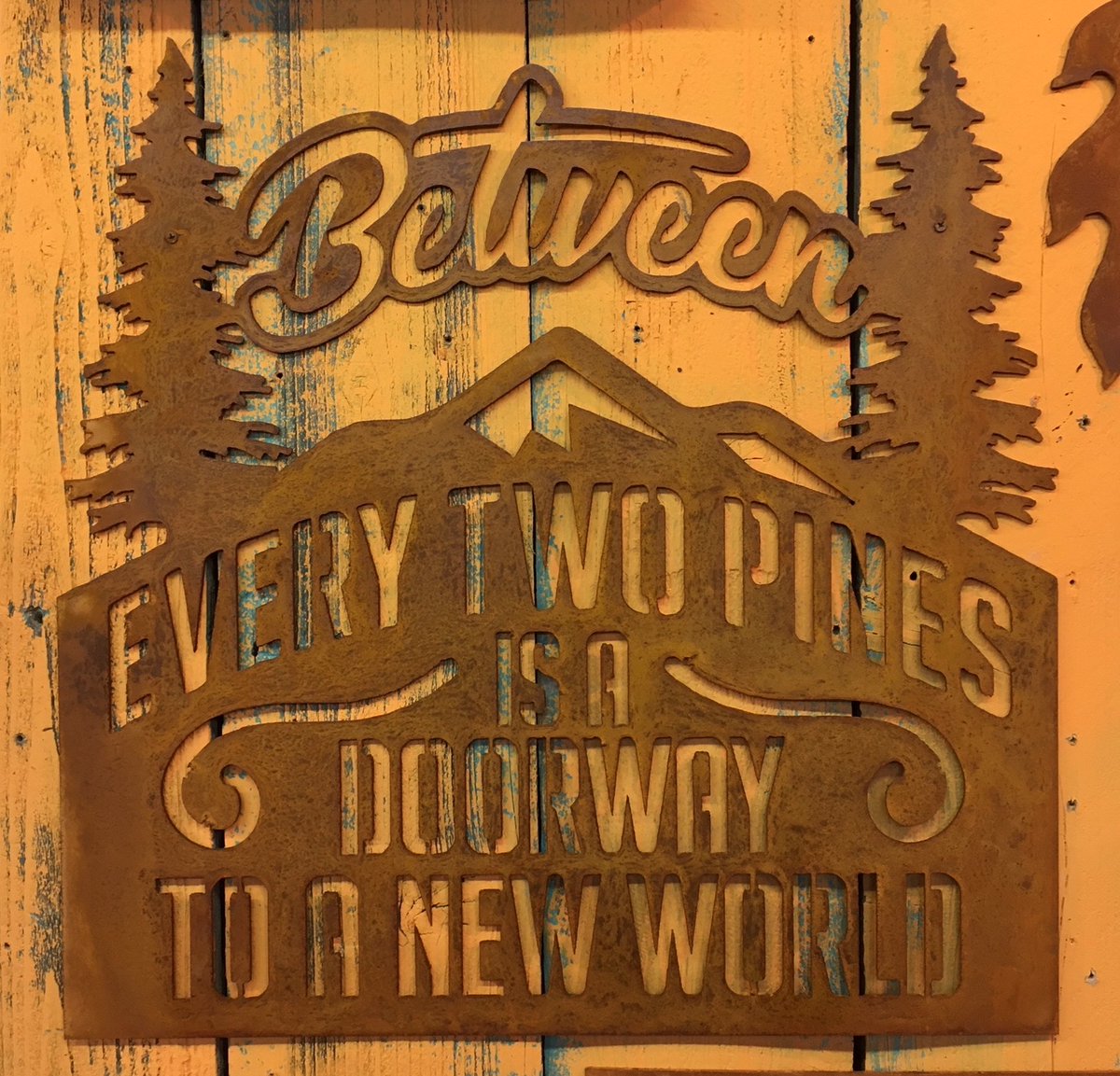 RechercheUSA's tweet photo. 2nd Day @denvermarket featuring our NEW Rustic Metal Sign "Between Every Two Pines is a Doorway to a New World" (John Muir) 18x18 Sign. Come by @salesmarkinc, Showroom 1355 for our your Rustic Home Decor Needs. #reclaimed #rustic #denvermarket https://t.co/8RWg5YqGC4