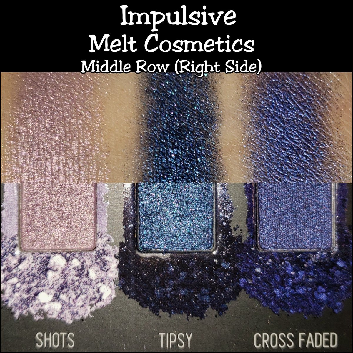 Sirenaazul's tweet photo. Right Side swatches @meltcosmetics Impulsive Palette 

#meltcosmetics #impulsivepalette #photography #beauty #makeup #livinginmakeup #livingincolor #makeuplife #makeupblogger #exoticlook #datenight #beautifuleyes #igmua https://t.co/RWfhz480Bx