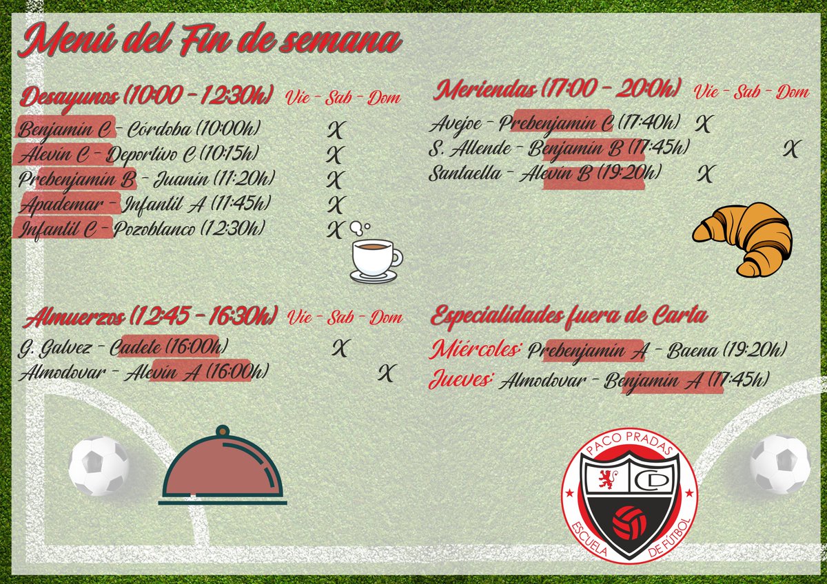 Viernes, y aquí está nuestro 'menú' 🍽 para esta jornada. De estrella Michelín! ⚽️