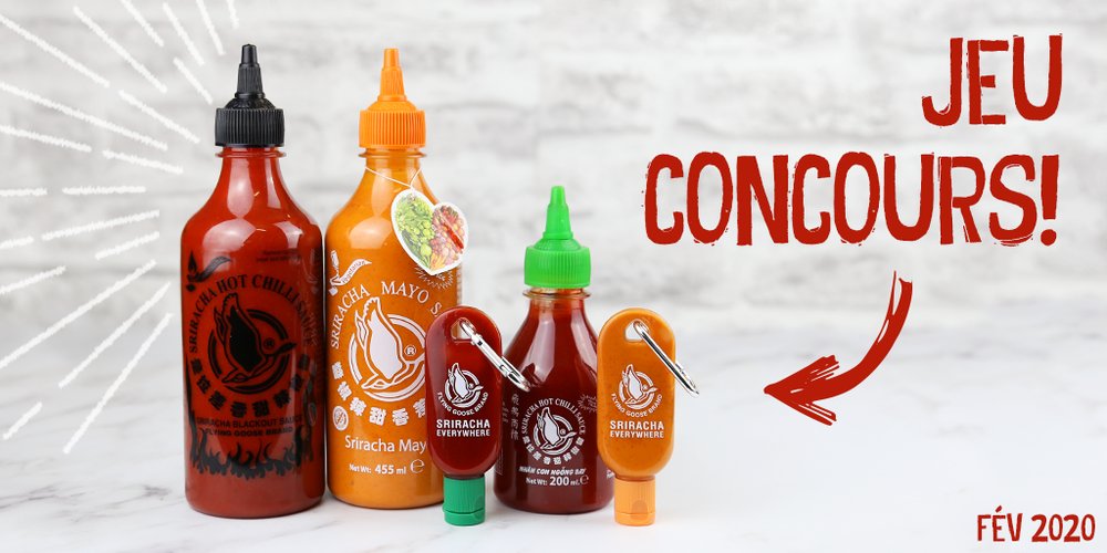 Sriracha_FR's tweet photo. RT + FOLLOW pour participer à notre #concours...    

Vous pourriez #GAGNER une sélection de sauces #Sriracha! 🌶️

#Win #FreebieFriday https://t.co/oiOGYhg75R