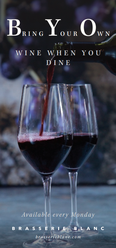 Bring Your Own (Wine)

BYO Mondays. Bring your own wine when you dine on Mondays.

Tables must be booked and qoute the BYO offer
One bottle per A La Carte Main Course ordered.
Available 12pm-9.30pm Every Monday

01565 622900

See you on Monday