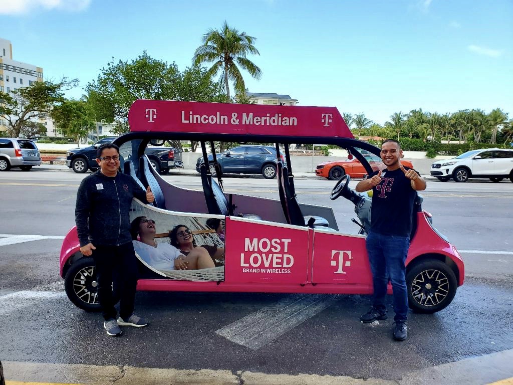 Have you spotted the MAGENTA cart on Lincoln Road this year? 🧐🛺 #TMobile #AreYouWithUs
