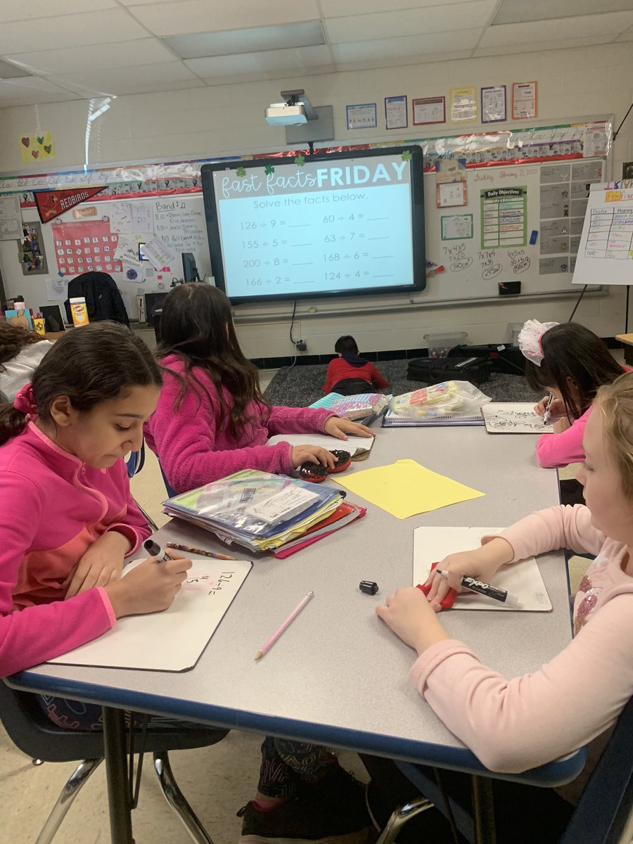 missmidlock's tweet photo. #FastFactFriday Students grab white boards and solve the 10 problems as fast as they can! #Block2 #5thGrade https://t.co/8v5qkDNUYX