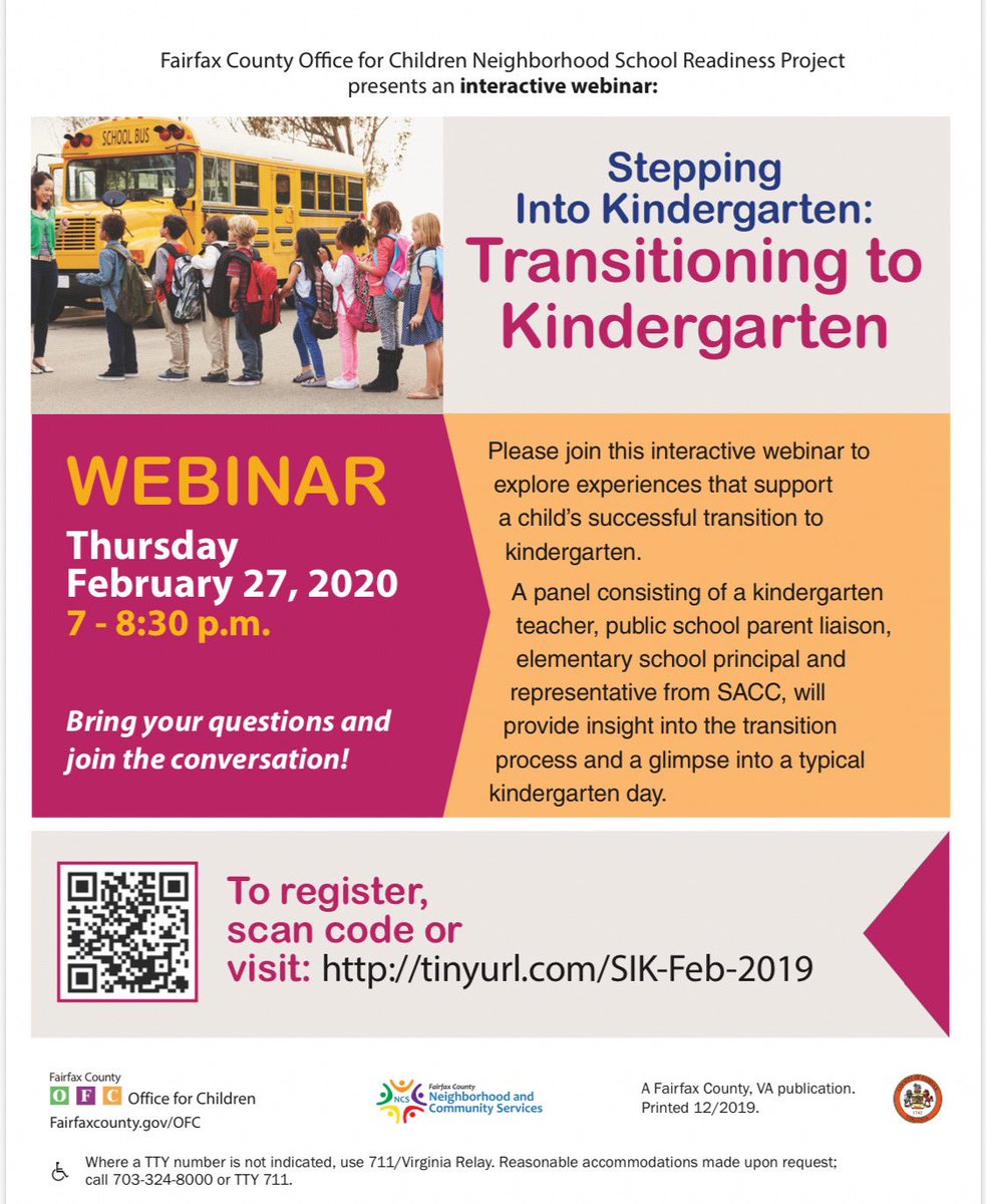 For any families interested in more information about the transition to Kindergarten, the county has created the following webinar.